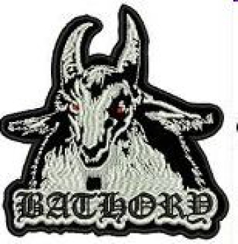 Bathory - Weisse Ziege & Weisses Logo unten Rückenaufnäher