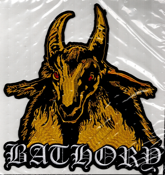 Bathory - Gelber Goat & Weisses Logo Unten Rückenaufnäher